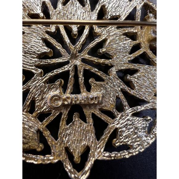 VTG Sarah Coventry Acapulco Red Green Sim Turquoise & Coral Brooch Pin - Picture 6 of 6